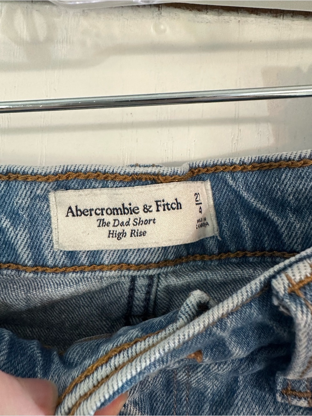 Abercrombie & Fitch Light Blue High-Rise Denim Shorts - Picture 2 of 3
